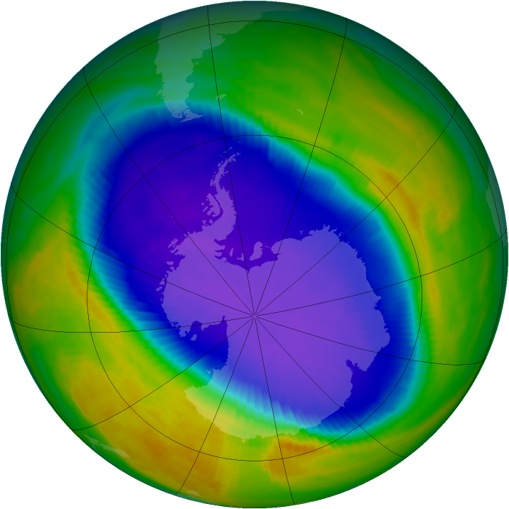 Antarctic ozone map for 19 October 1998